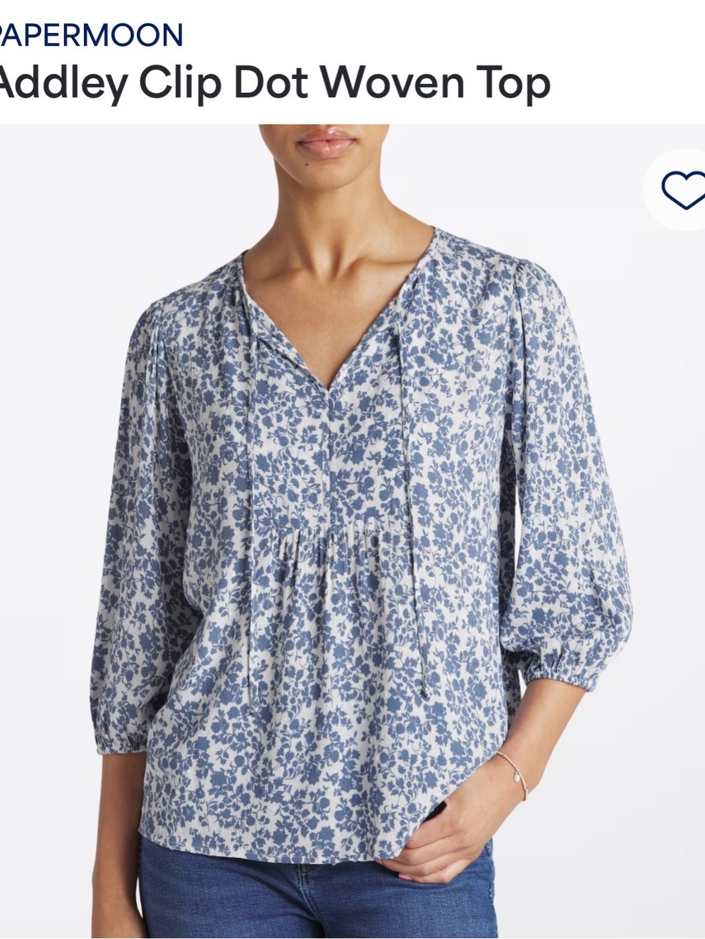 Papermoon Blue Floral V-Neck Peasant Blouse